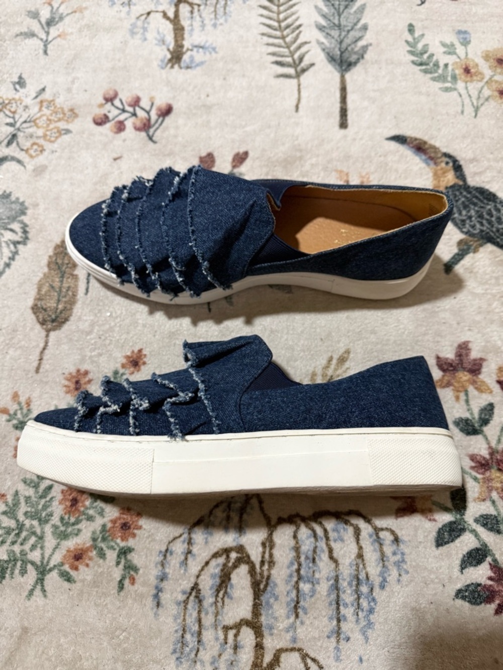 Seychelles Quake Sneakers denim raw ends 8.5